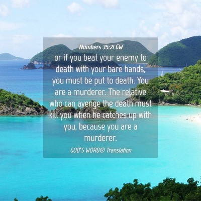 Picture 04 - Numbers 35:21 GW - or if you beat your enemy to death with your bare - Bible Verse Picture