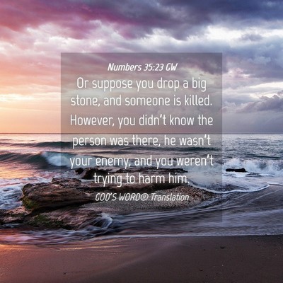 Picture 04 - Numbers 35:23 GW - Or suppose you drop a big stone, and someone is - Bible Verse Picture