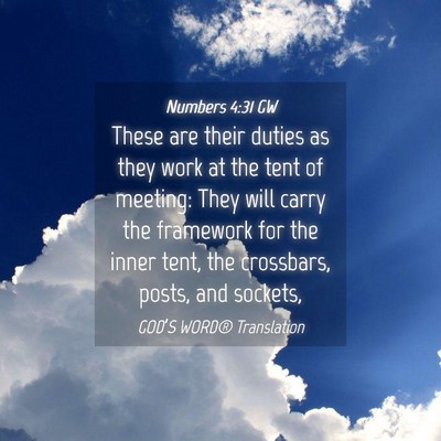Picture 04 - Numbers 4:31 GW - These are their duties as they work at the tent - Bible Verse Picture