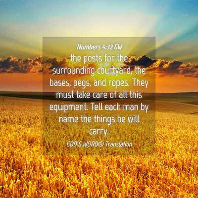 Picture 04 - Numbers 4:32 GW - the posts for the surrounding courtyard, the - Bible Verse Picture