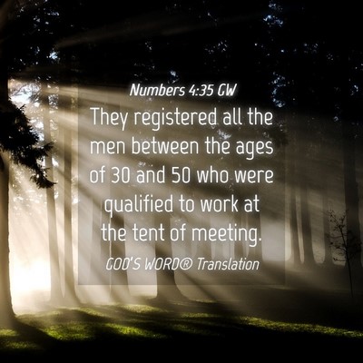 Picture 04 - Numbers 4:35 GW - They registered all the men between the ages of - Bible Verse Picture