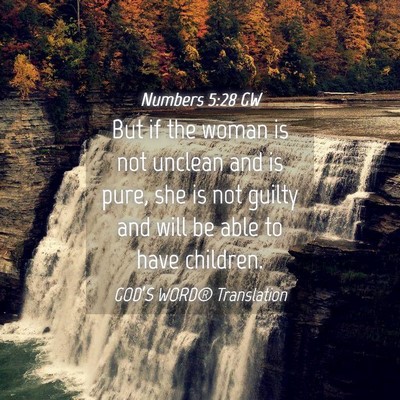 Picture 04 - Numbers 5:28 GW - But if the woman is not unclean and is pure, she - Bible Verse Picture