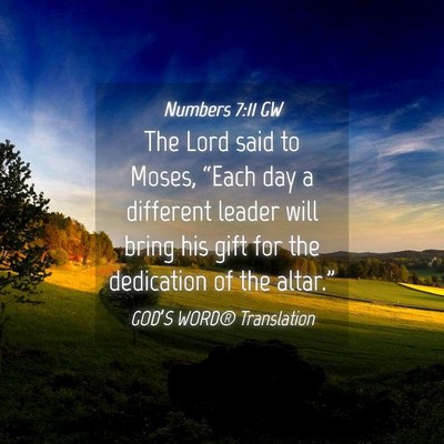 Picture 04 - Numbers 7:11 GW - The Lord said to Moses, “Each day a different - Bible Verse Picture