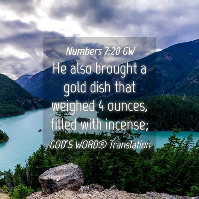 Picture 04 - Numbers 7:20 GW - He also brought a gold dish that weighed 4 - Bible Verse Picture