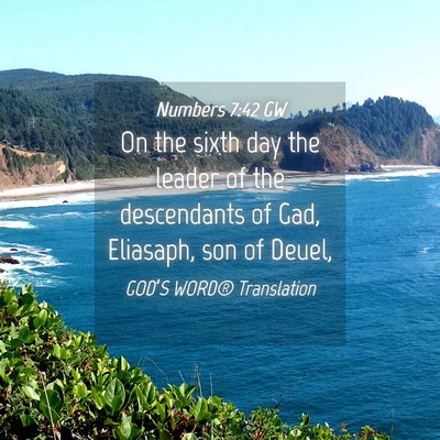 Picture 04 - Numbers 7:42 GW - On the sixth day the leader of the descendants of - Bible Verse Picture