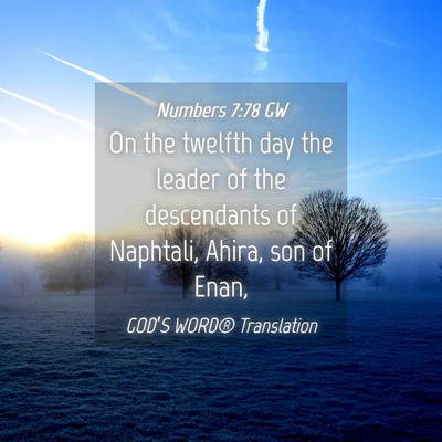 Picture 04 - Numbers 7:78 GW - On the twelfth day the leader of the descendants - Bible Verse Picture