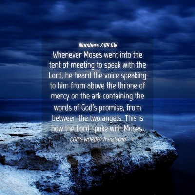 Picture 04 - Numbers 7:89 GW - Whenever Moses went into the tent of meeting to - Bible Verse Picture