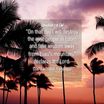 Picture 04 - Obadiah 1:8 GW - “On that day I will destroy the wise people in - Bible Verse Picture