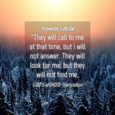 Picture 04 - Proverbs 1:28 GW - “They will call to me at that time, but I will - Bible Verse Picture