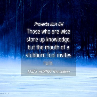 Picture 04 - Proverbs 10:14 GW - Those who are wise store up knowledge, but the - Bible Verse Picture