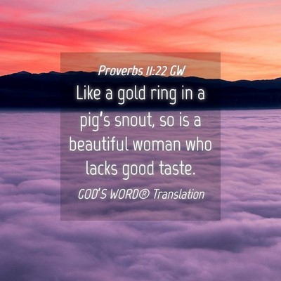 Picture 04 - Proverbs 11:22 GW - Like a gold ring in a pig’s snout, so is a - Bible Verse Picture