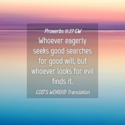 Picture 04 - Proverbs 11:27 GW - Whoever eagerly seeks good searches for good - Bible Verse Picture