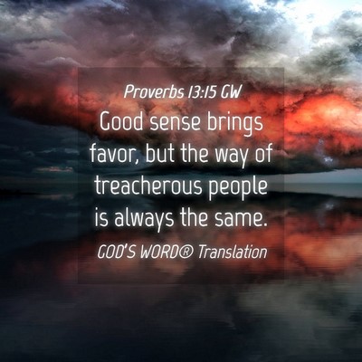Picture 04 - Proverbs 13:15 GW - Good sense brings favor, but the way of - Bible Verse Picture