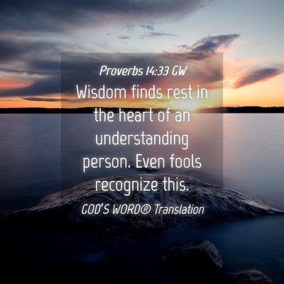 Picture 04 - Proverbs 14:33 GW - Wisdom finds rest in the heart of an - Bible Verse Picture