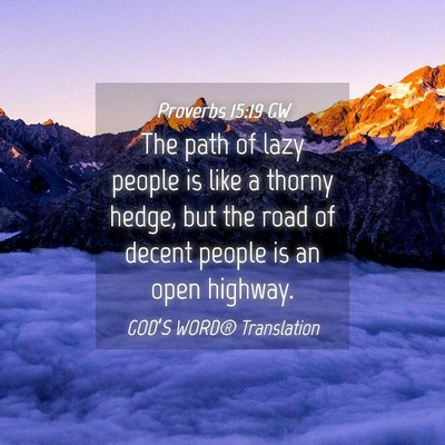 Picture 04 - Proverbs 15:19 GW - The path of lazy people is like a thorny hedge, - Bible Verse Picture