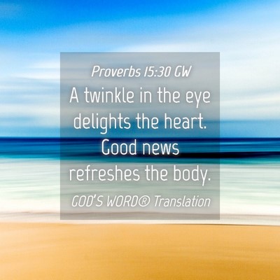 Picture 04 - Proverbs 15:30 GW - A twinkle in the eye delights the heart. Good - Bible Verse Picture