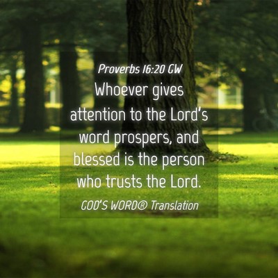 Picture 04 - Proverbs 16:20 GW - Whoever gives attention to the Lord’s word - Bible Verse Picture