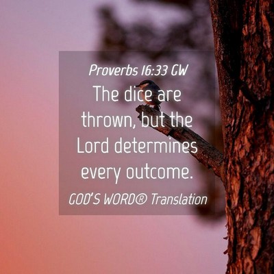 Picture 04 - Proverbs 16:33 GW - The dice are thrown, but the Lord determines - Bible Verse Picture