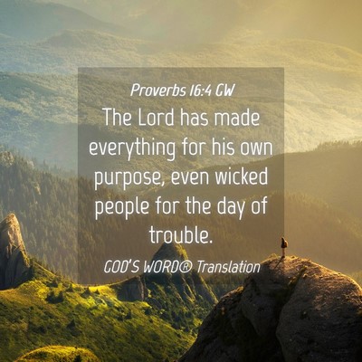 Picture 04 - Proverbs 16:4 GW - The Lord has made everything for his own purpose, - Bible Verse Picture