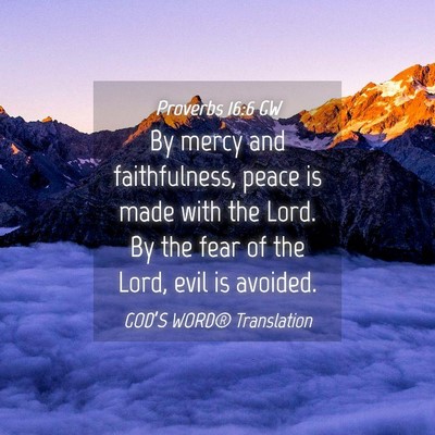 Picture 04 - Proverbs 16:6 GW - By mercy and faithfulness, peace is made with the - Bible Verse Picture
