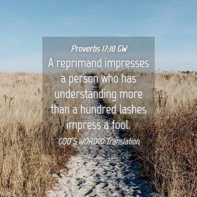 Picture 04 - Proverbs 17:10 GW - A reprimand impresses a person who has - Bible Verse Picture