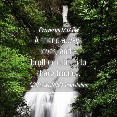 Picture 04 - Proverbs 17:17 GW - A friend always loves, and a brother is born to - Bible Verse Picture