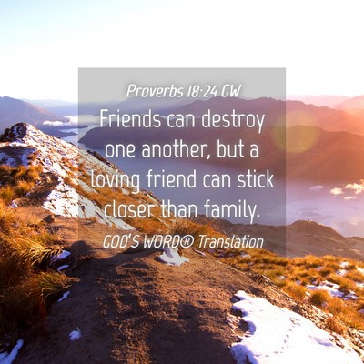 Picture 04 - Proverbs 18:24 GW - Friends can destroy one another, but a loving - Bible Verse Picture