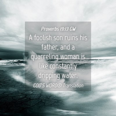 Picture 04 - Proverbs 19:13 GW - A foolish son ruins his father, and a quarreling - Bible Verse Picture