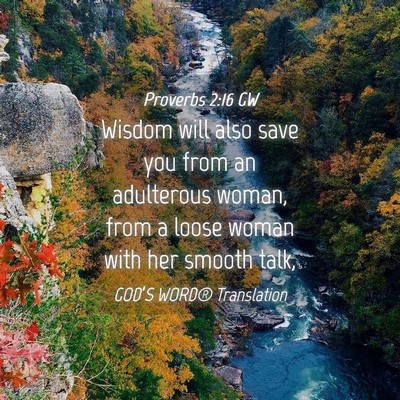 Picture 04 - Proverbs 2:16 GW - Wisdom will also save you from an adulterous - Bible Verse Picture