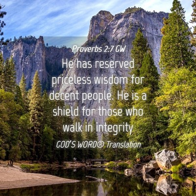 Picture 04 - Proverbs 2:7 GW - He has reserved priceless wisdom for decent - Bible Verse Picture