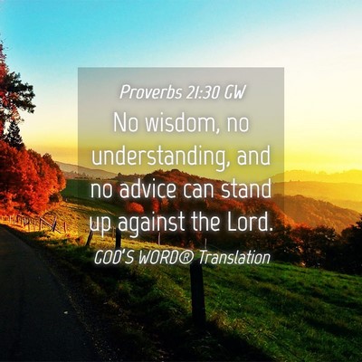 Picture 04 - Proverbs 21:30 GW - No wisdom, no understanding, and no advice can - Bible Verse Picture