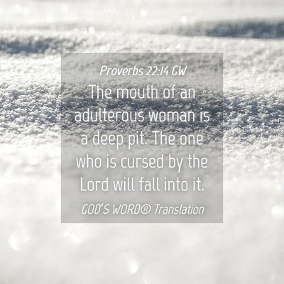 Picture 04 - Proverbs 22:14 GW - The mouth of an adulterous woman is a deep pit. - Bible Verse Picture