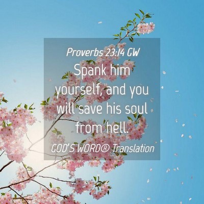 Picture 04 - Proverbs 23:14 GW - Spank him yourself, and you will save his soul - Bible Verse Picture