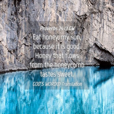 Picture 04 - Proverbs 24:13 GW - Eat honey, my son, because it is good. Honey that - Bible Verse Picture