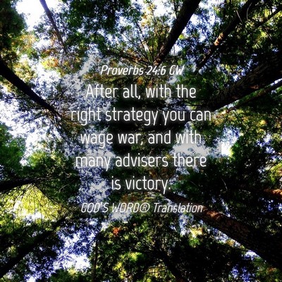 Picture 04 - Proverbs 24:6 GW - After all, with the right strategy you can wage - Bible Verse Picture