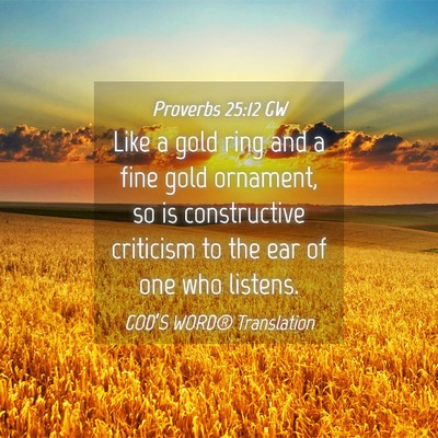 Picture 04 - Proverbs 25:12 GW - Like a gold ring and a fine gold ornament, so is - Bible Verse Picture