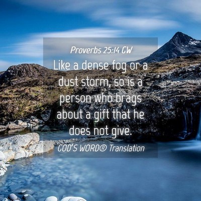 Picture 04 - Proverbs 25:14 GW - Like a dense fog or a dust storm, so is a person - Bible Verse Picture