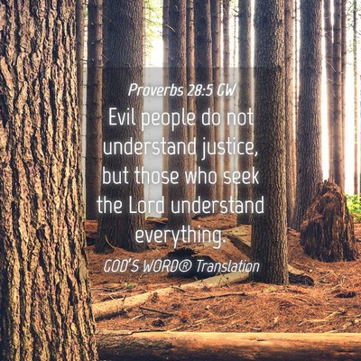 Picture 04 - Proverbs 28:5 GW - Evil people do not understand justice, but those - Bible Verse Picture