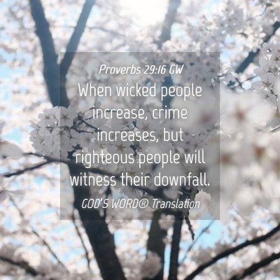 Picture 04 - Proverbs 29:16 GW - When wicked people increase, crime increases, but - Bible Verse Picture