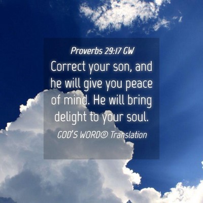 Picture 04 - Proverbs 29:17 GW - Correct your son, and he will give you peace of - Bible Verse Picture