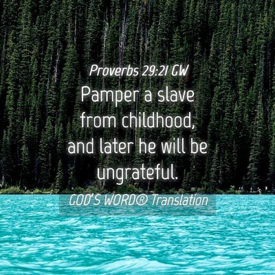 Picture 04 - Proverbs 29:21 GW - Pamper a slave from childhood, and later he will - Bible Verse Picture