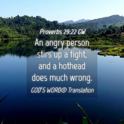 Picture 04 - Proverbs 29:22 GW - An angry person stirs up a fight, and a hothead - Bible Verse Picture