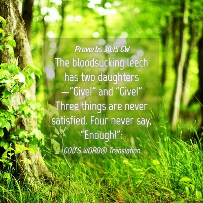 Picture 04 - Proverbs 30:15 GW - The bloodsucking leech has two - Bible Verse Picture