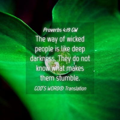 Picture 04 - Proverbs 4:19 GW - The way of wicked people is like deep darkness. - Bible Verse Picture