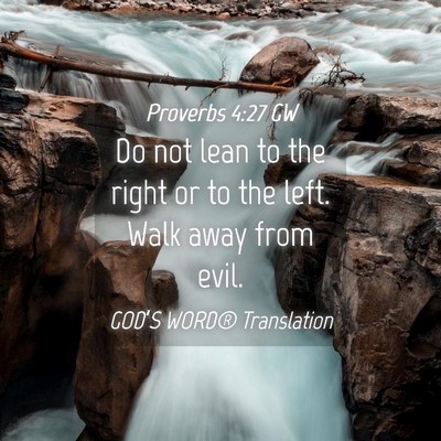 Picture 04 - Proverbs 4:27 GW - Do not lean to the right or to the left. Walk - Bible Verse Picture