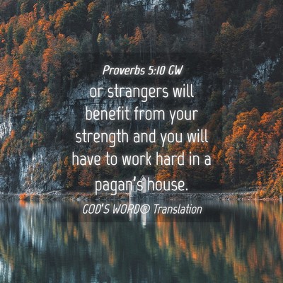 Picture 04 - Proverbs 5:10 GW - or strangers will benefit from your strength and - Bible Verse Picture