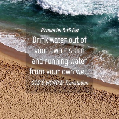 Picture 04 - Proverbs 5:15 GW - Drink water out of your own cistern and running - Bible Verse Picture