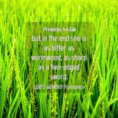 Picture 04 - Proverbs 5:4 GW - but in the end she is as bitter as wormwood, as - Bible Verse Picture