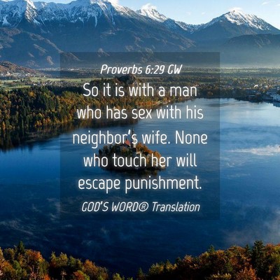 Picture 04 - Proverbs 6:29 GW - So it is with a man who has sex with his - Bible Verse Picture
