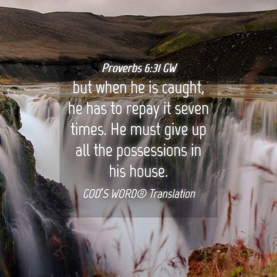 Picture 04 - Proverbs 6:31 GW - but when he is caught, he has to repay it seven - Bible Verse Picture